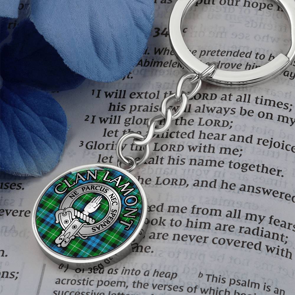 Clan Lamont Crest & Tartan Pendant Keychain