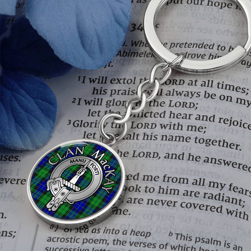 Clan MacKay Crest & Tartan Pendant Keychain