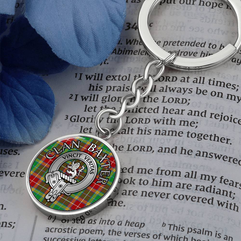 Clan Baxter Crest & Tartan Pendant Keychain