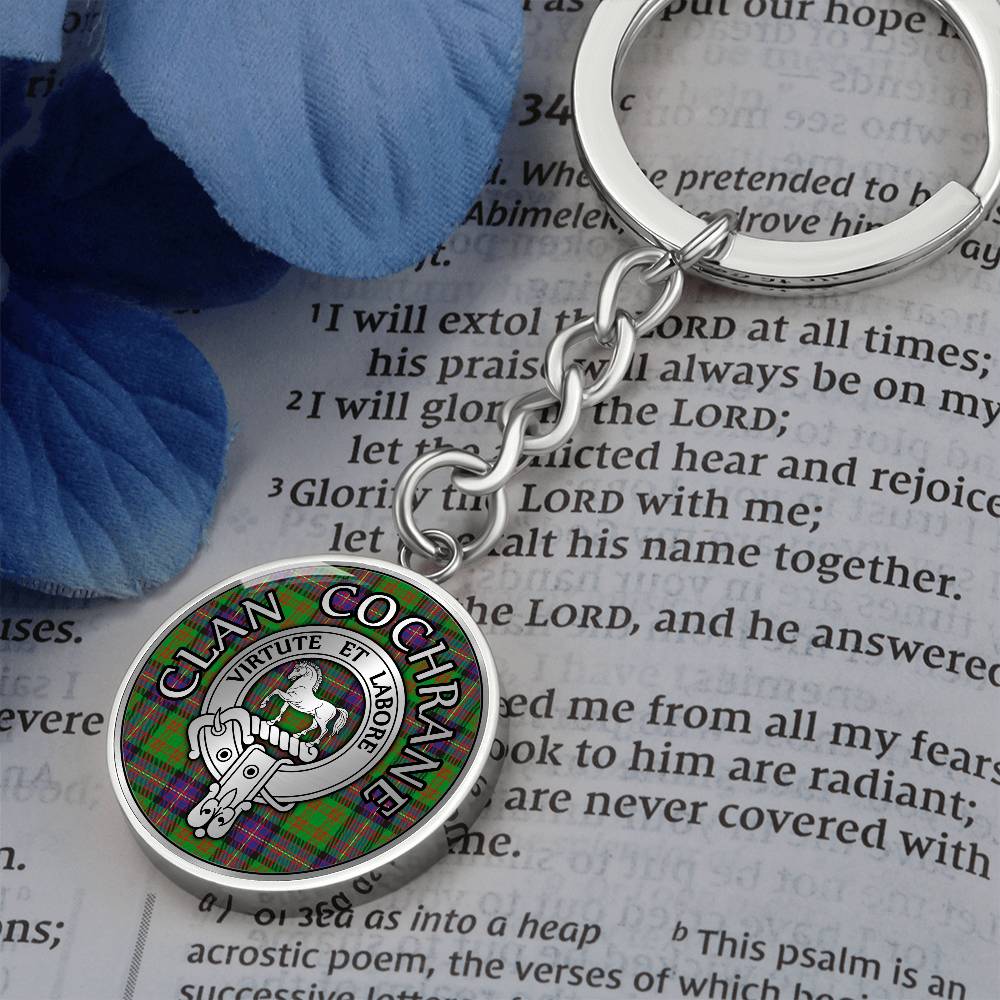 Clan Cochrane Crest & Tartan Pendant Keychain