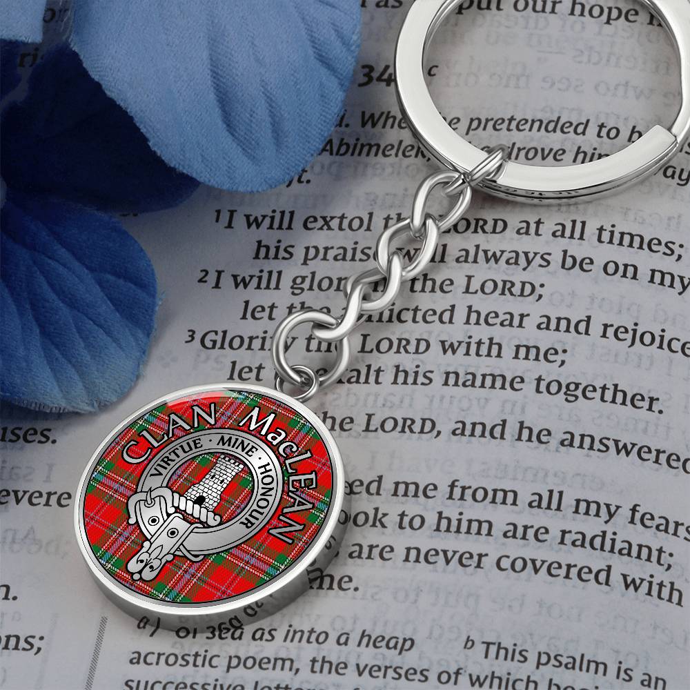 Clan MacLean Crest & Tartan Pendant Keychain