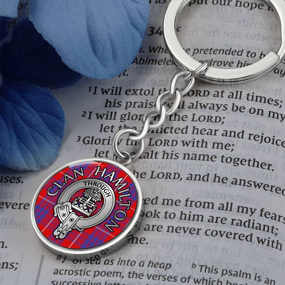 Clan Hamilton Crest & Tartan Pendant Keychain