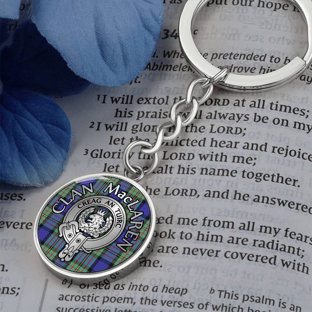 Clan MacLaren Crest & Tartan Pendant Keychain