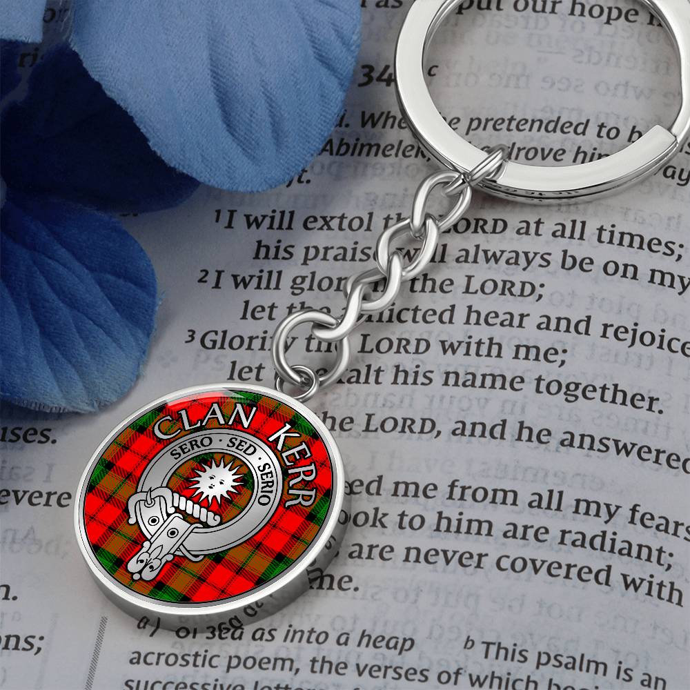 Clan Kerr Crest & Tartan Pendant Keychain