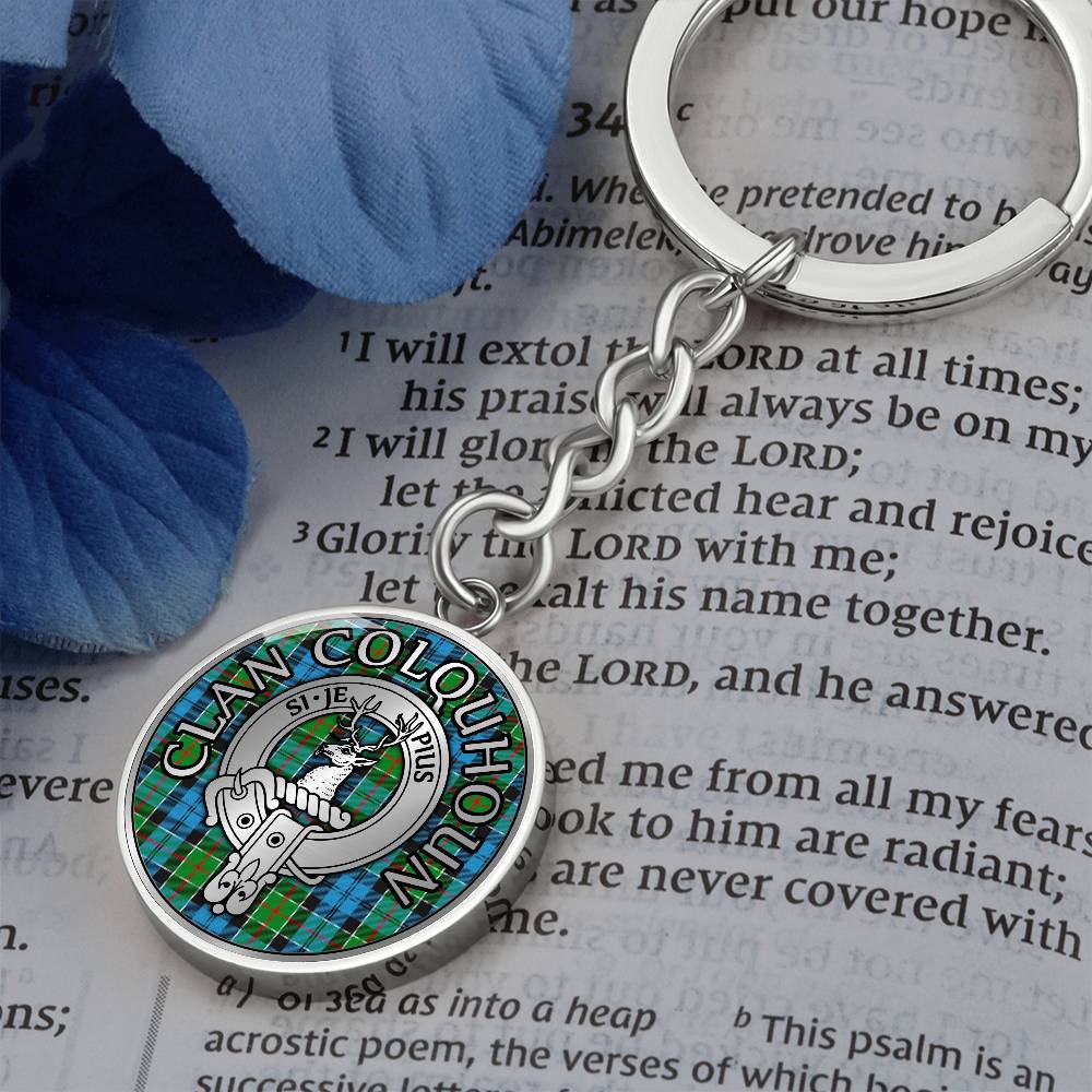 Clan Colquhoun Crest & Tartan Pendant Keychain