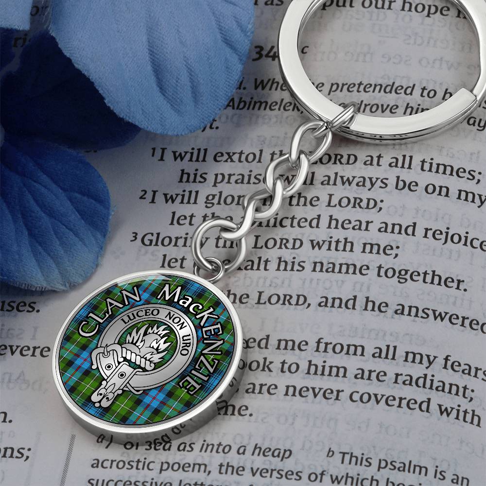 Clan MacKenzie Crest & Tartan Pendant Keychain