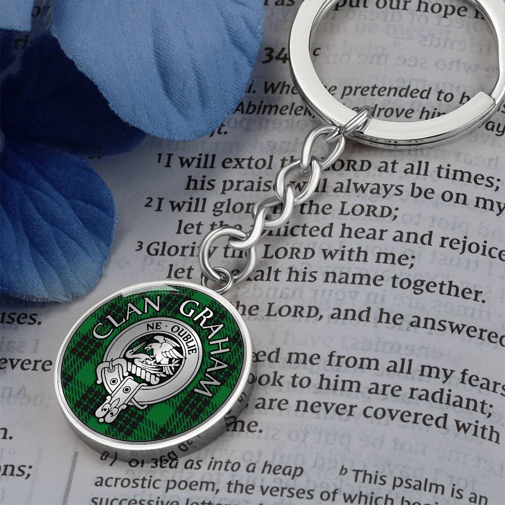 Clan Graham Crest & Tartan Pendant Keychain