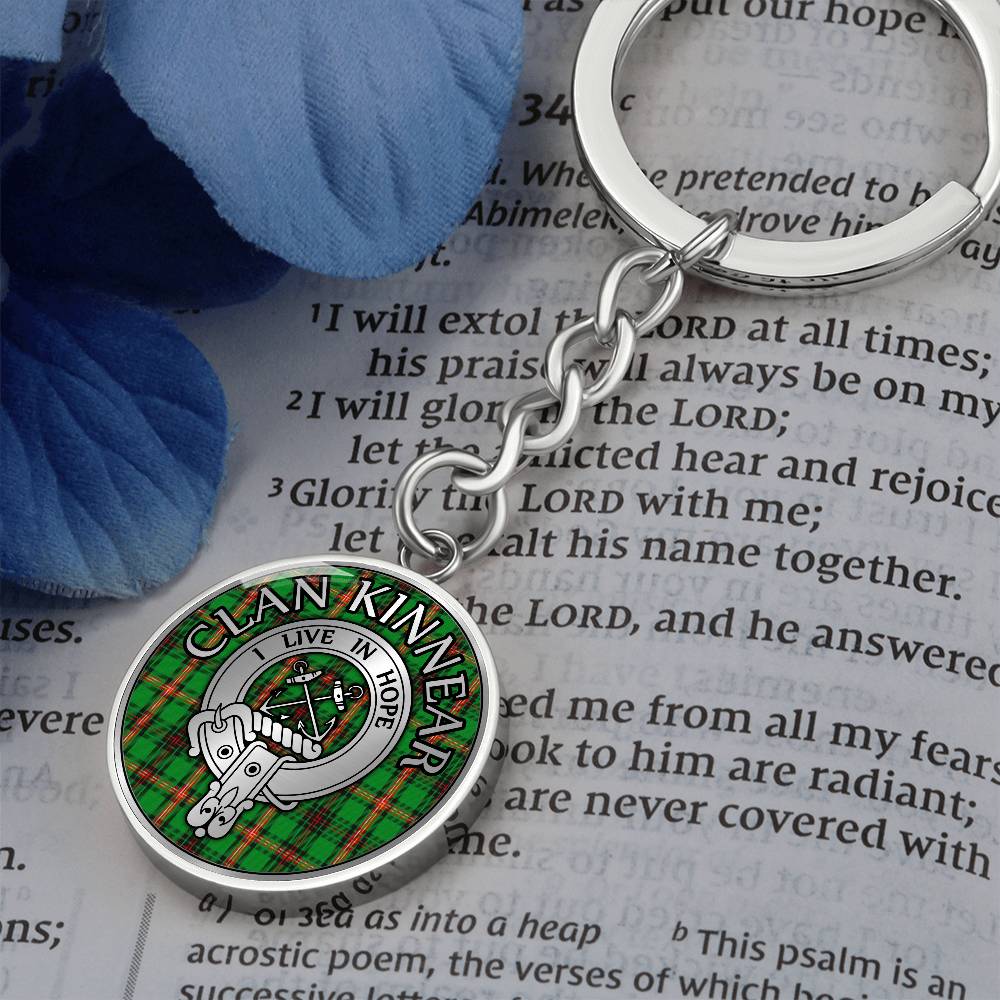 Clan Kinnear Crest & Tartan Pendant Keychain