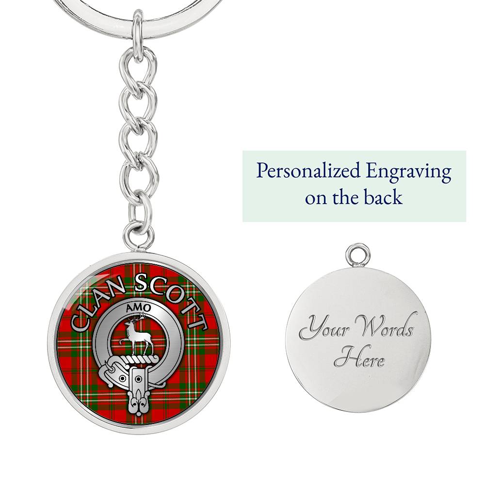 Clan Scott Crest & Tartan Pendant Keychain