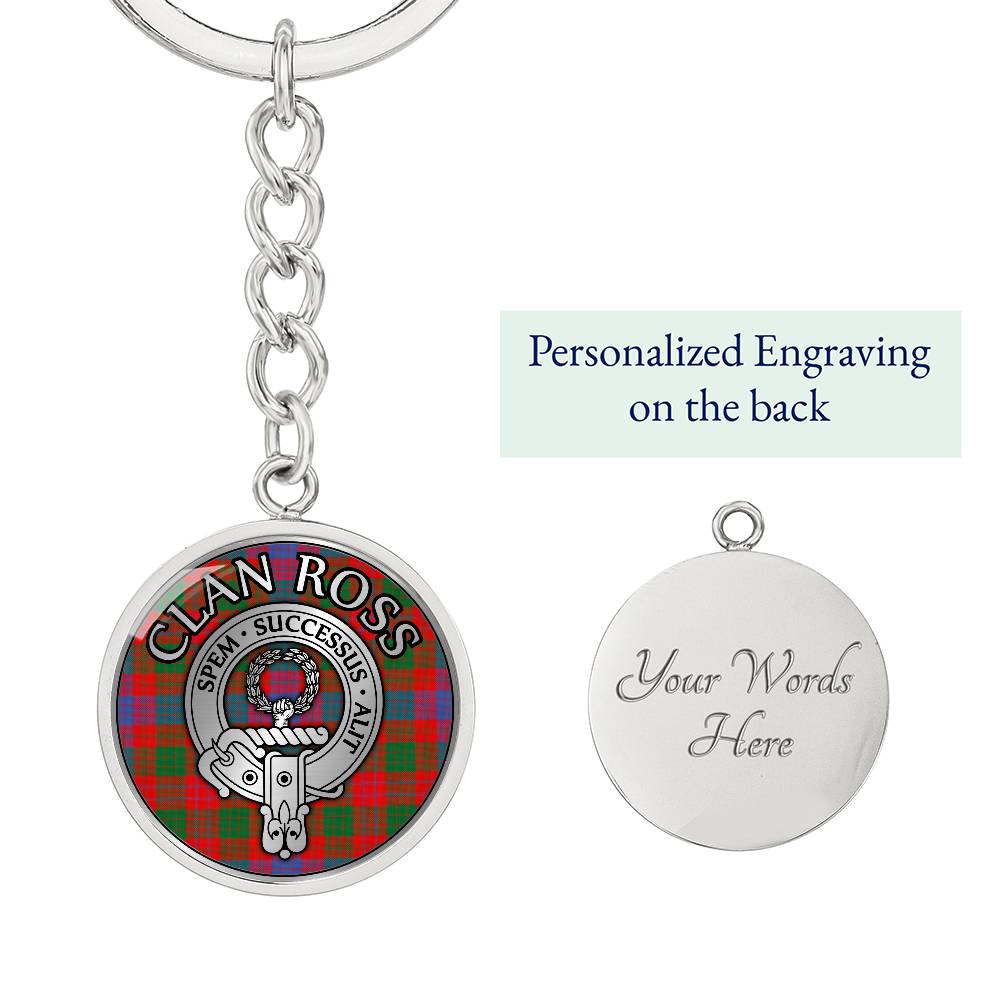 Clan Ross Crest & Tartan Pendant Keychain