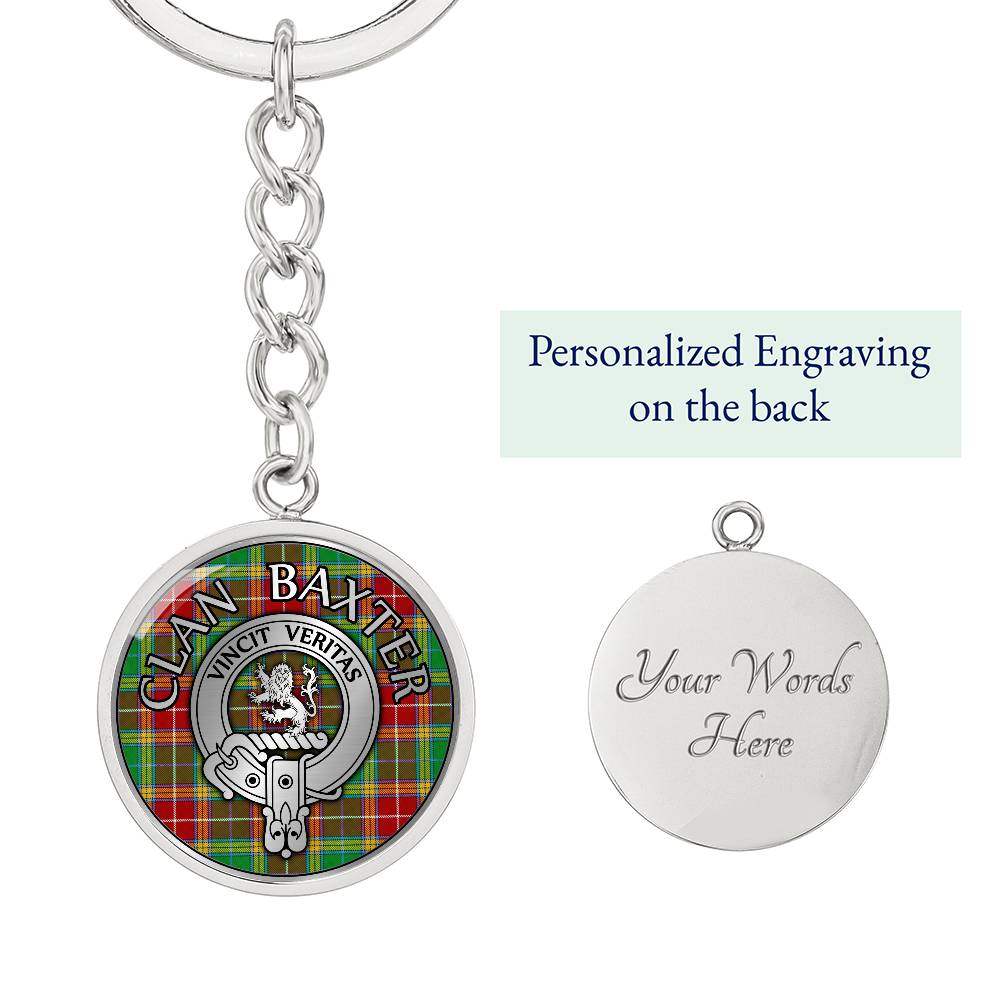 Clan Baxter Crest & Tartan Pendant Keychain