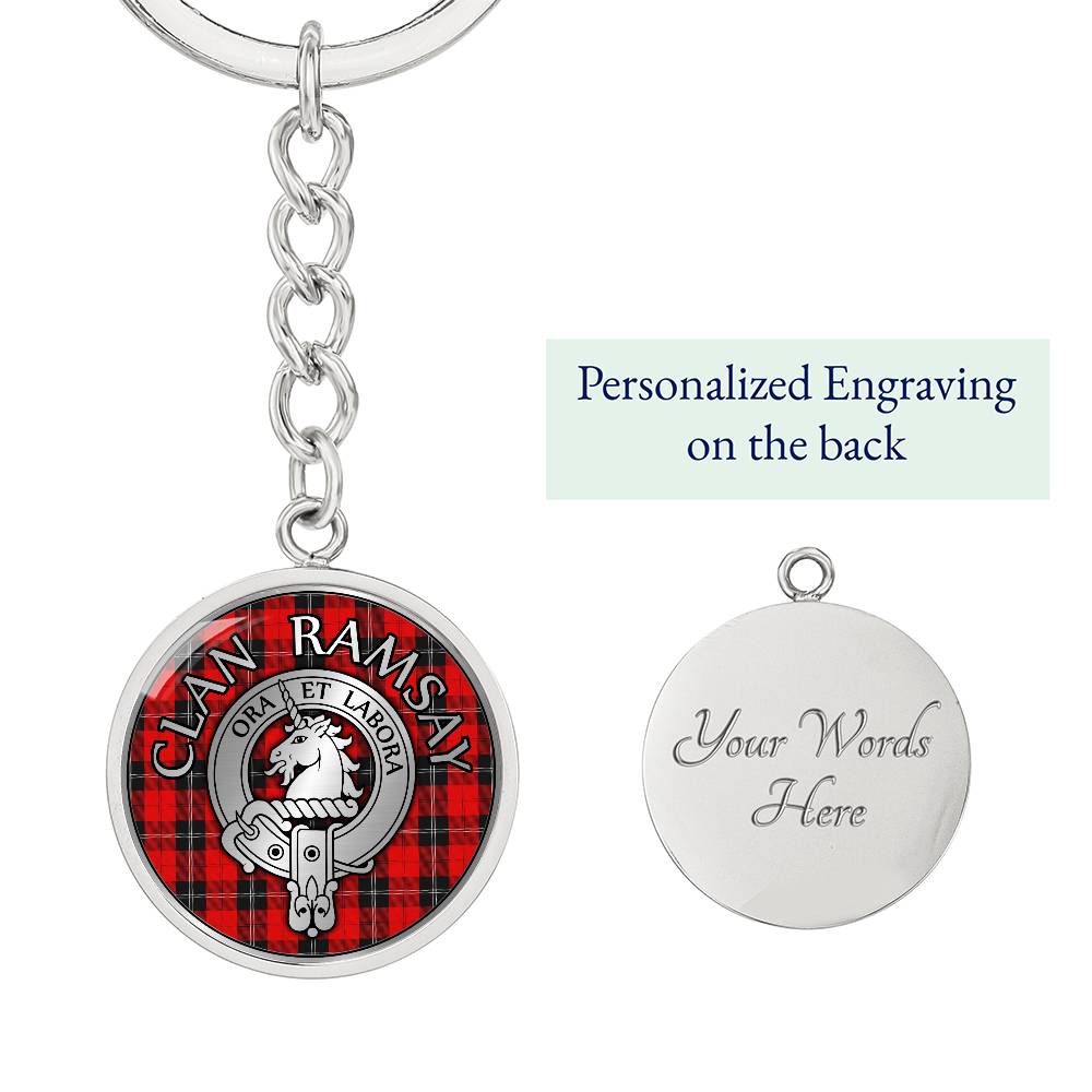 Clan Ramsay Crest & Tartan Pendant Keychain