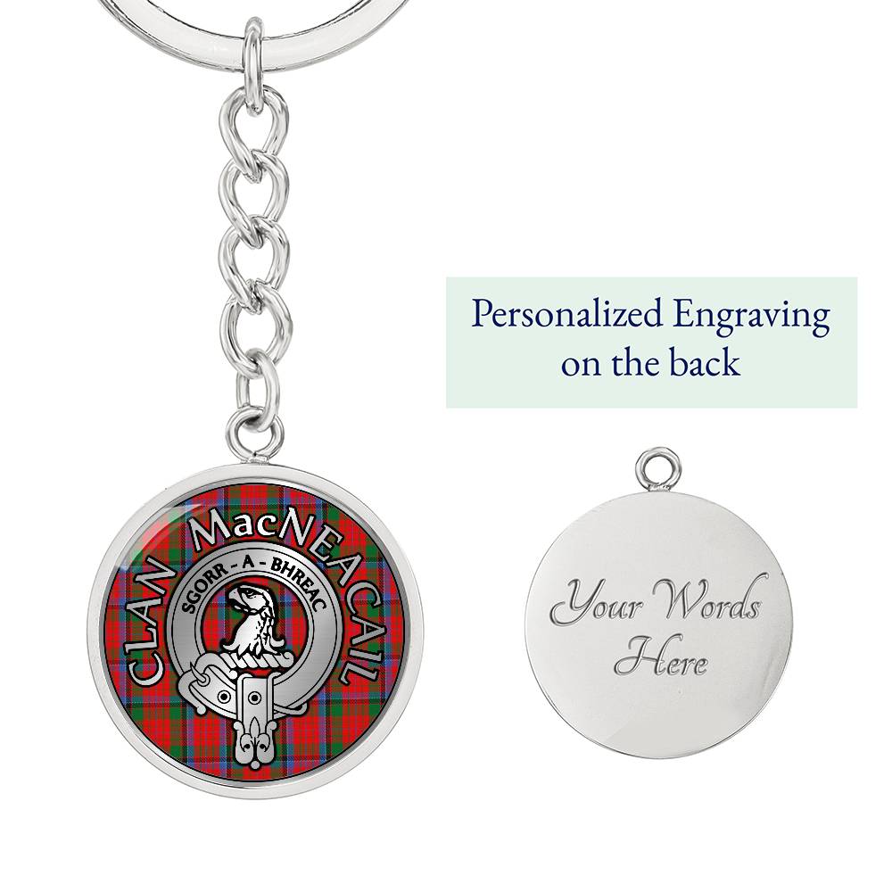 Clan MacNeacail Crest & Tartan Pendant Keychain