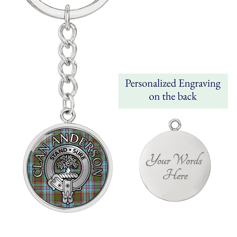 Clan Anderson Crest & Tartan Pendant Keychain