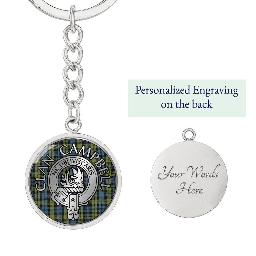 Clan Campbell Crest & Tartan Pendant Keychain