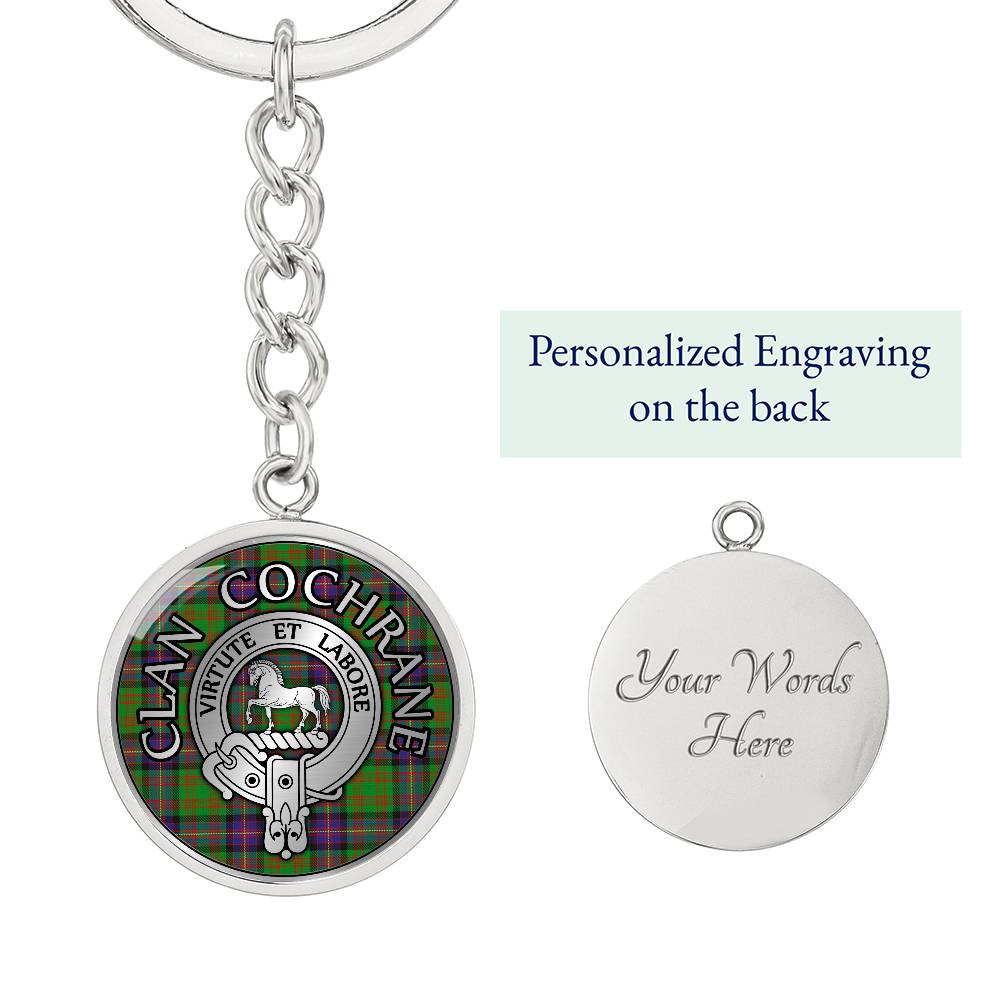 Clan Cochrane Crest & Tartan Pendant Keychain