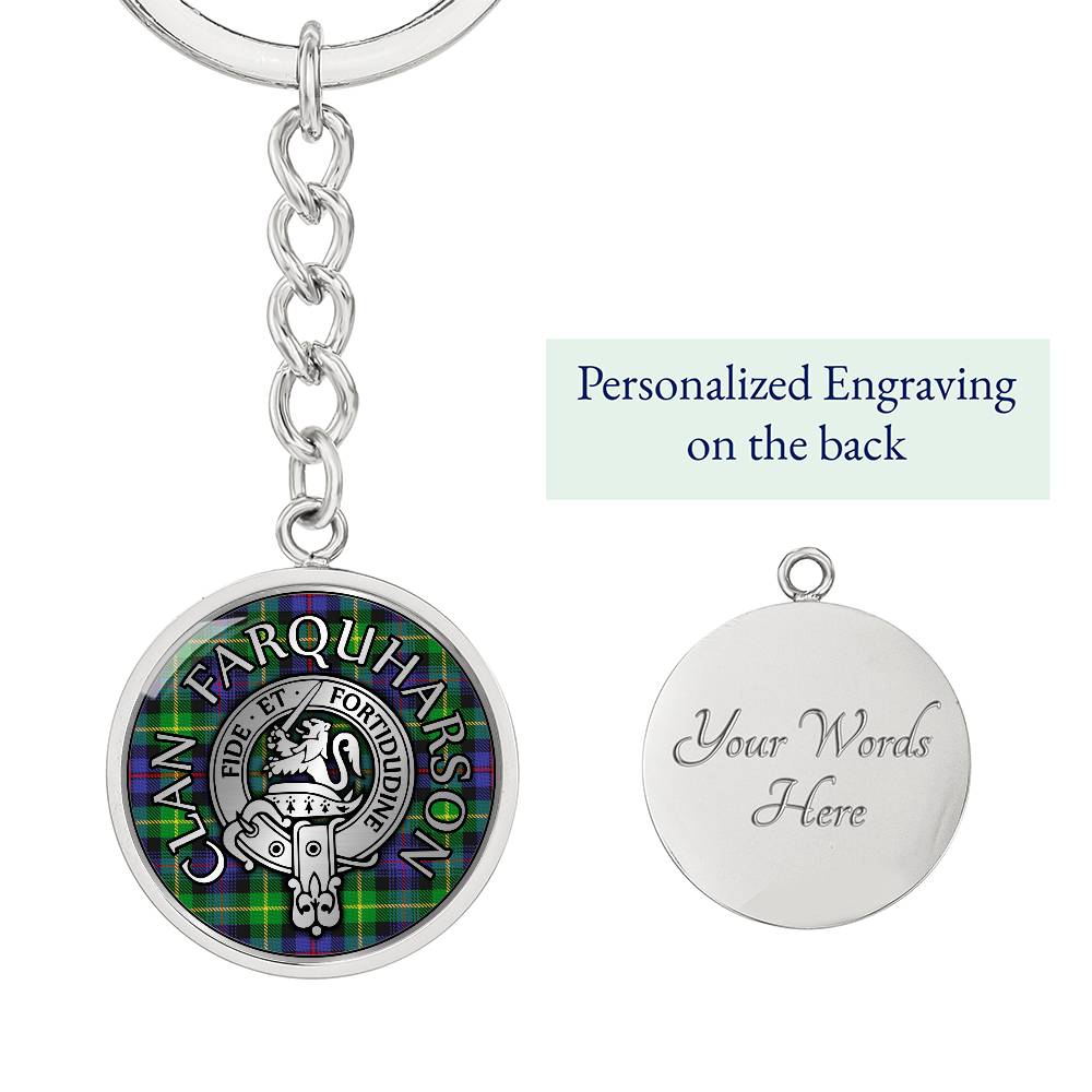 Clan Farquharson Crest & Tartan Pendant Keychain