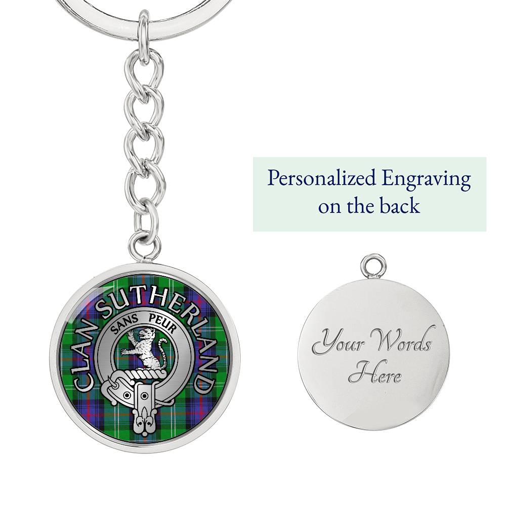 Clan Sutherland Crest & Tartan Pendant Keychain