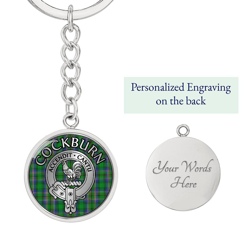 Clan Cockburn Crest & Tartan Pendant Keychain