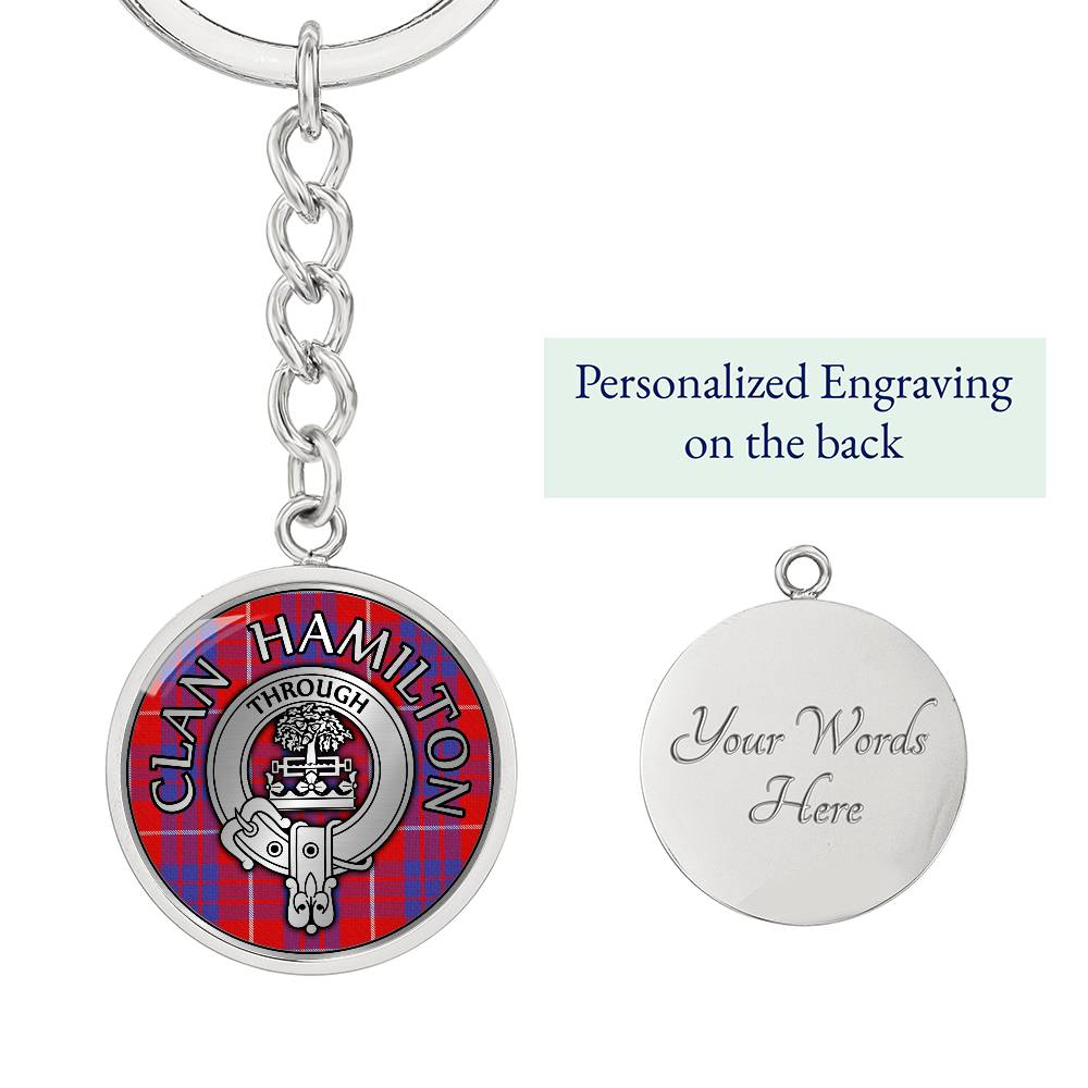 Clan Hamilton Crest & Tartan Pendant Keychain