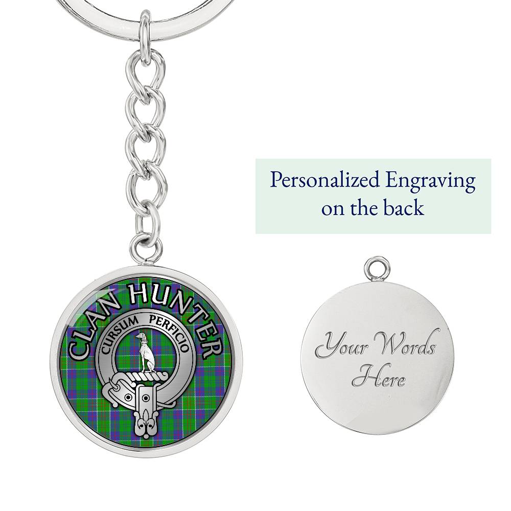 Clan Hunter Crest & Tartan Pendant Keychain