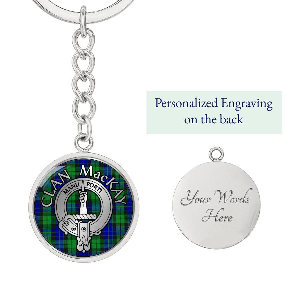 Clan MacKay Crest & Tartan Pendant Keychain