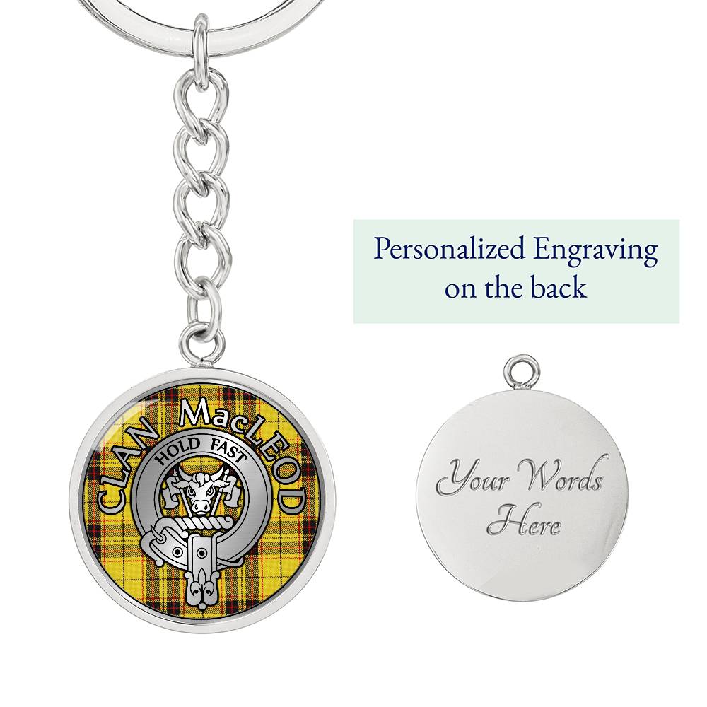 Clan MacLeod Crest & Tartan Pendant Keychain