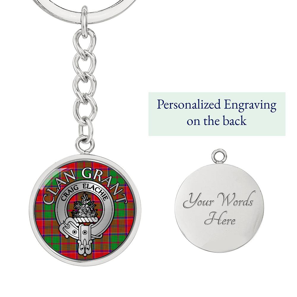 Clan Grant Crest & Tartan Pendant Keychain