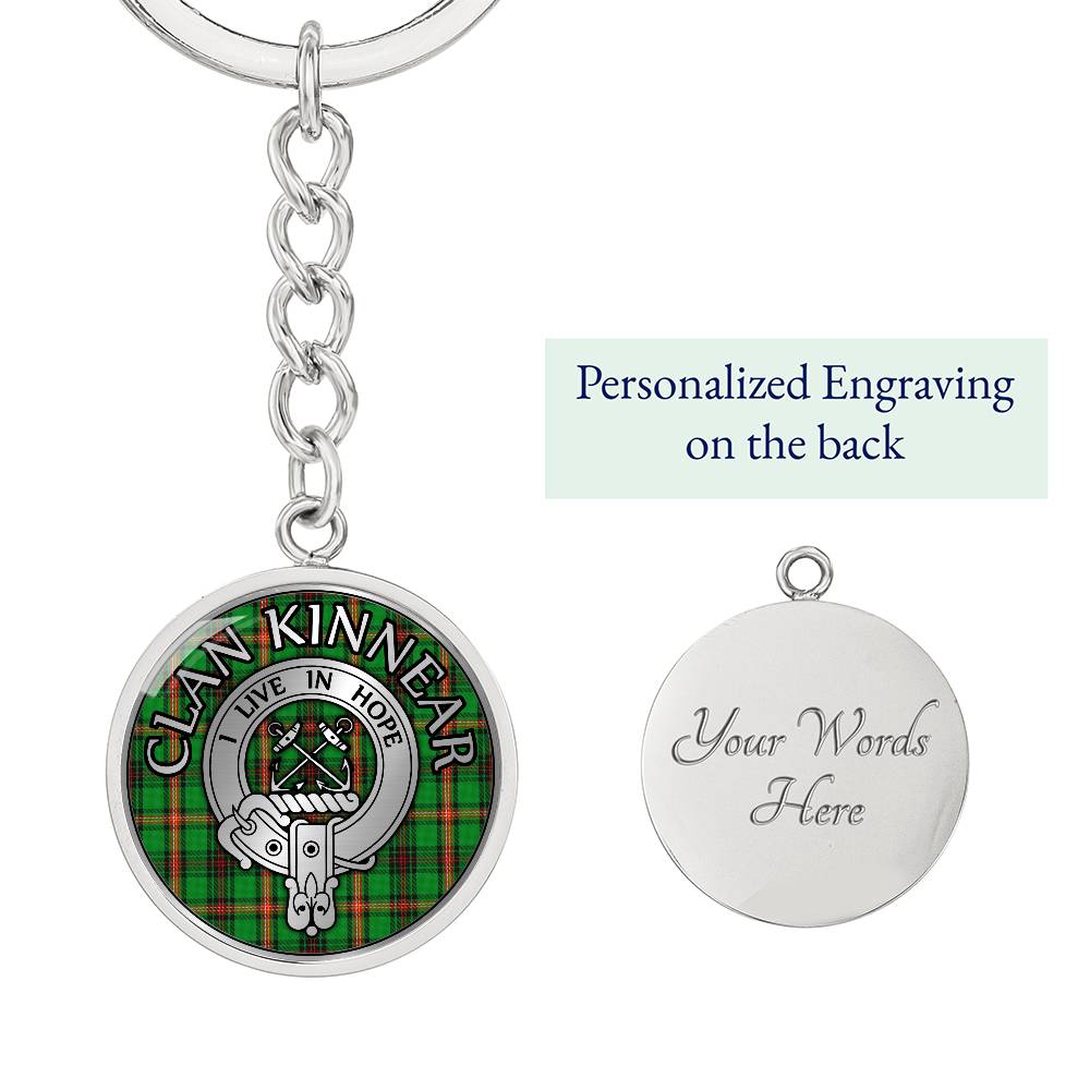 Clan Kinnear Crest & Tartan Pendant Keychain