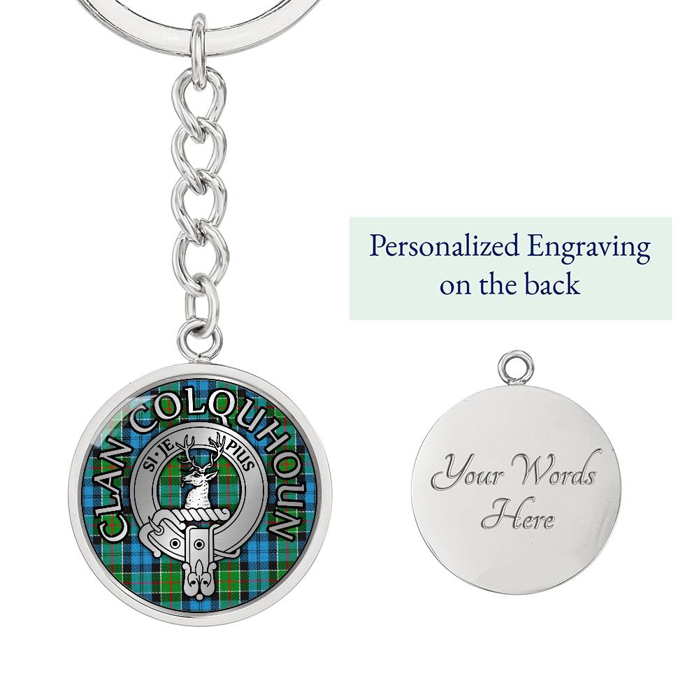 Clan Colquhoun Crest & Tartan Pendant Keychain