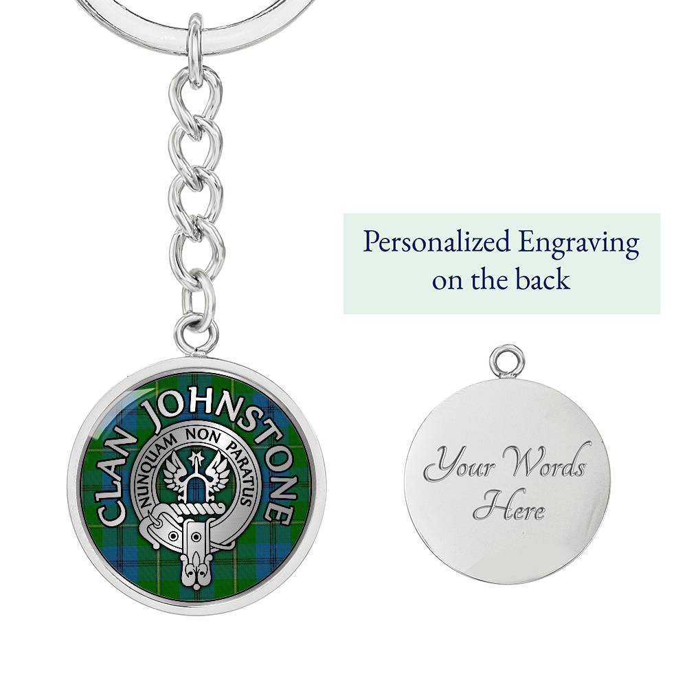 Clan Johnstone Crest & Tartan Pendant Keychain