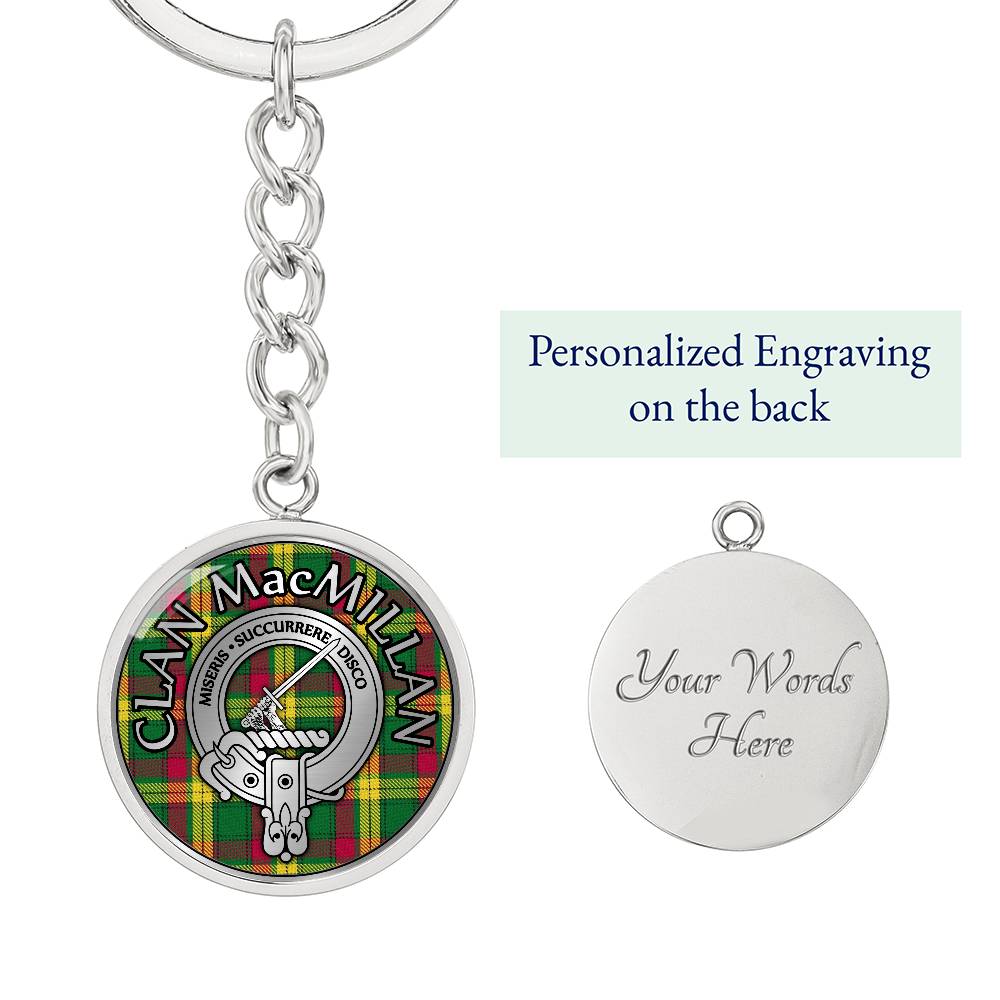 Clan MacMillan Crest & Tartan Pendant Keychain