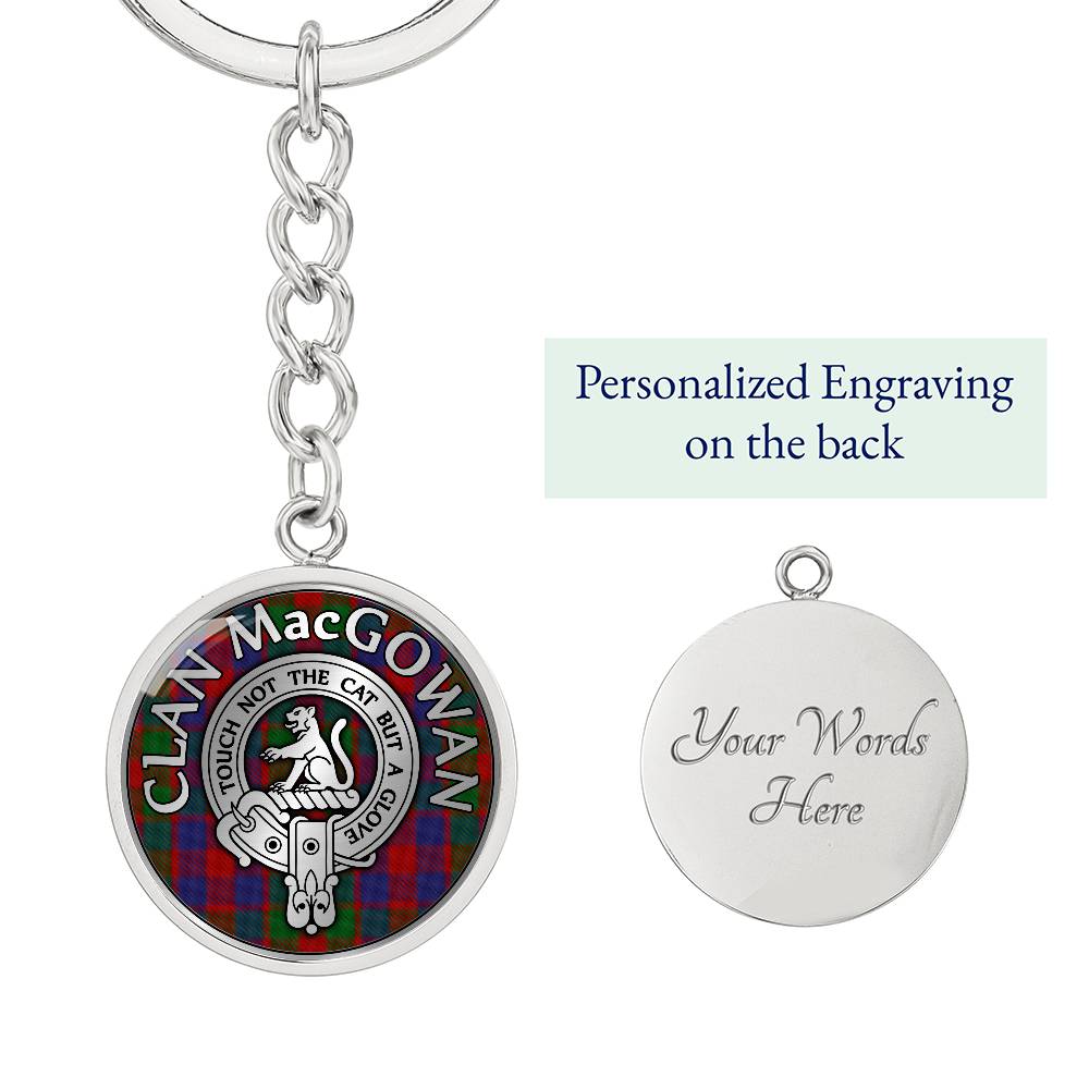 Clan MacGowan Crest & Tartan Pendant Keychain