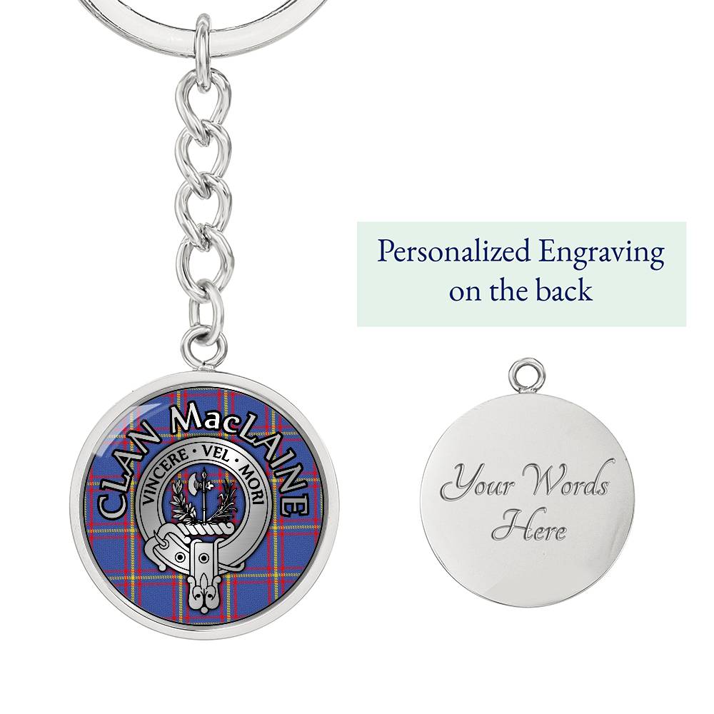 Clan MacLaine Crest & Tartan Pendant Keychain