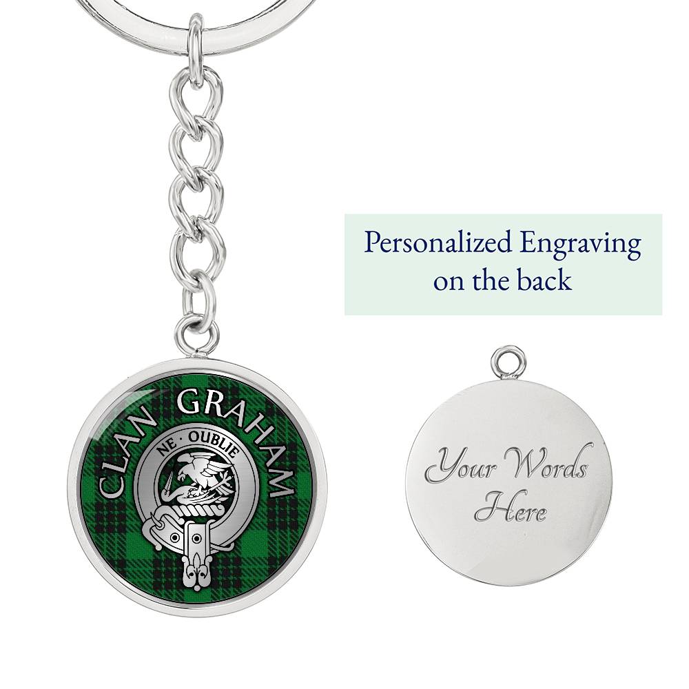 Clan Graham Crest & Tartan Pendant Keychain