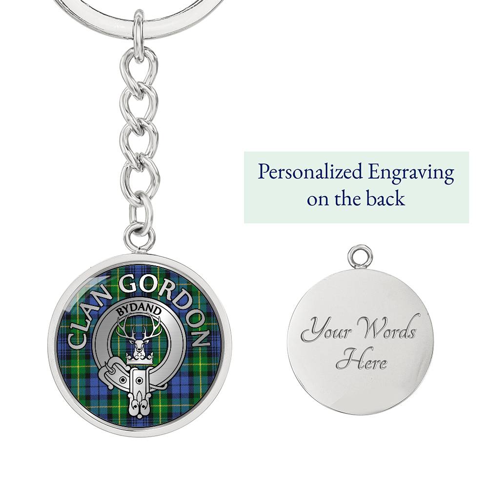 Clan Gordon Crest & Tartan Pendant Keychain