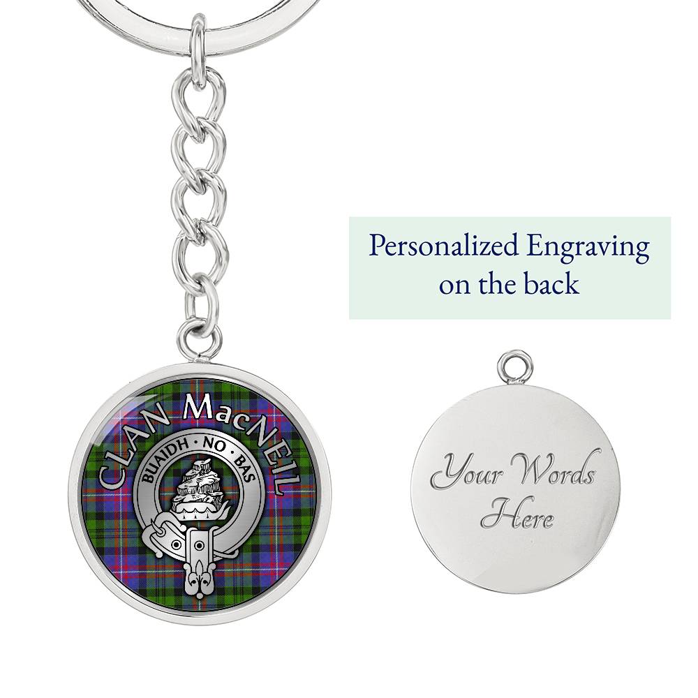 Clan MacNeill Crest & Tartan Pendant Keychain