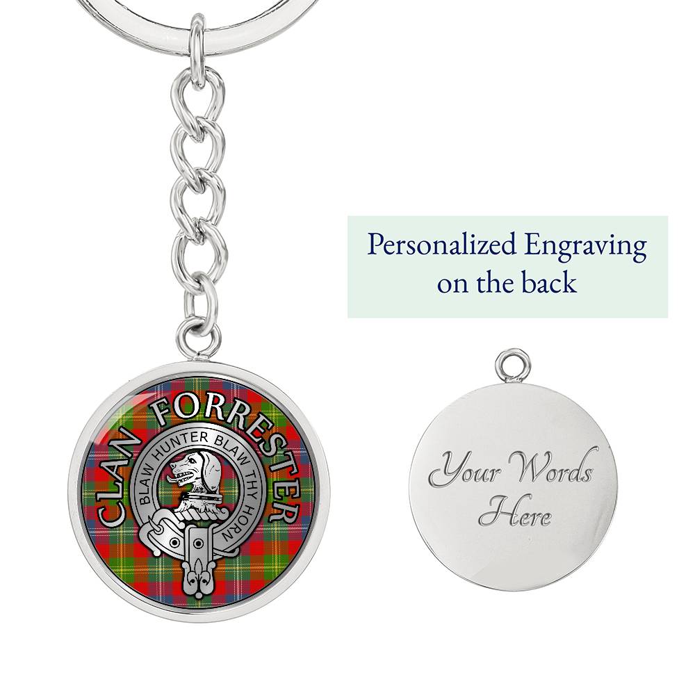 Clan Forrester Crest & Tartan Pendant Keychain