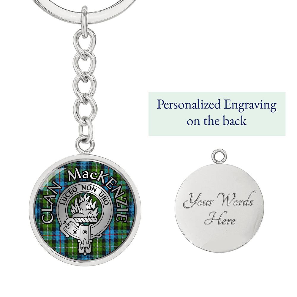 Clan MacKenzie Crest & Tartan Pendant Keychain