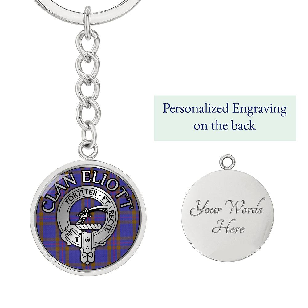 Clan Eliott Crest & Tartan Pendant Keychain