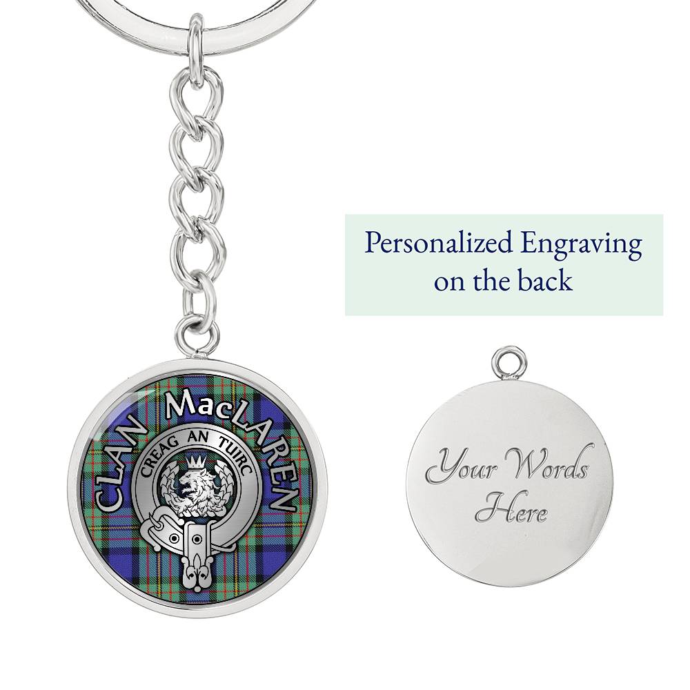 Clan MacLaren Crest & Tartan Pendant Keychain