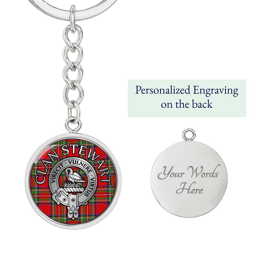 Clan Stewart Crest & Tartan Pendant Keychain