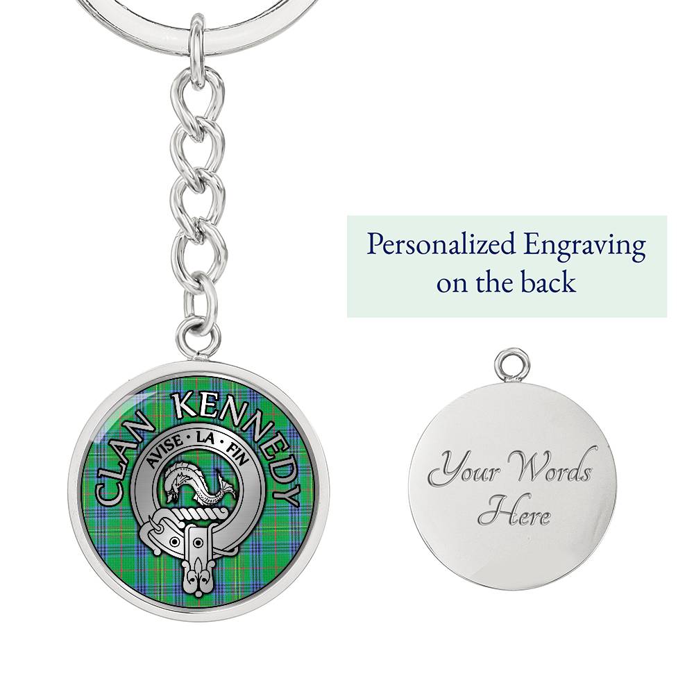 Clan Kennedy Crest & Tartan Pendant Keychain