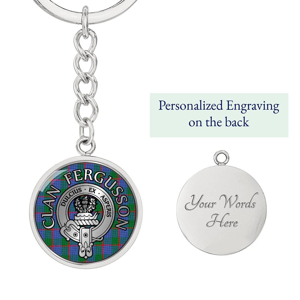 Clan Fergusson Crest & Tartan Pendant Keychain