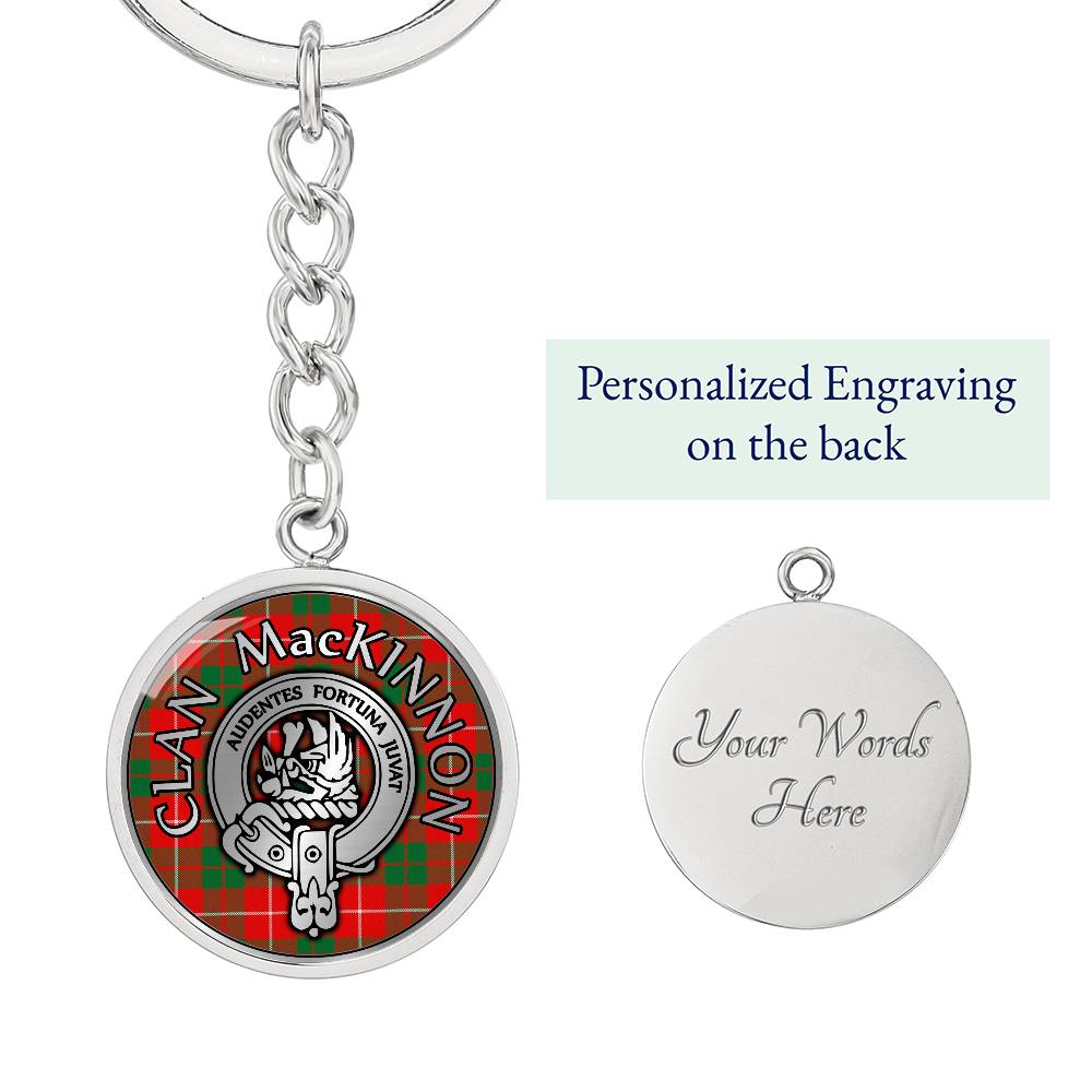 Clan MacKinnon Crest & Tartan Pendant Keychain