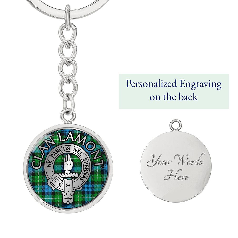 Clan Lamont Crest & Tartan Pendant Keychain