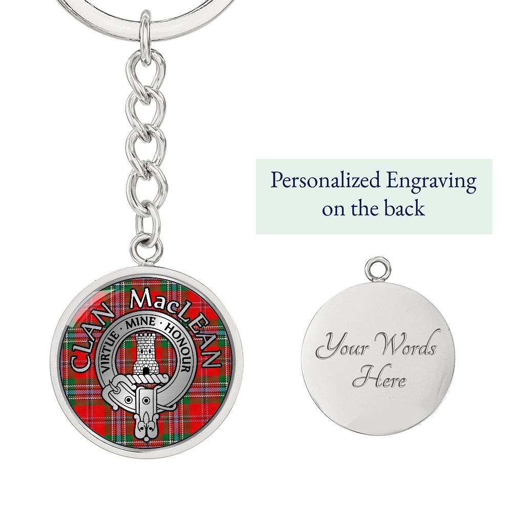 Clan MacLean Crest & Tartan Pendant Keychain