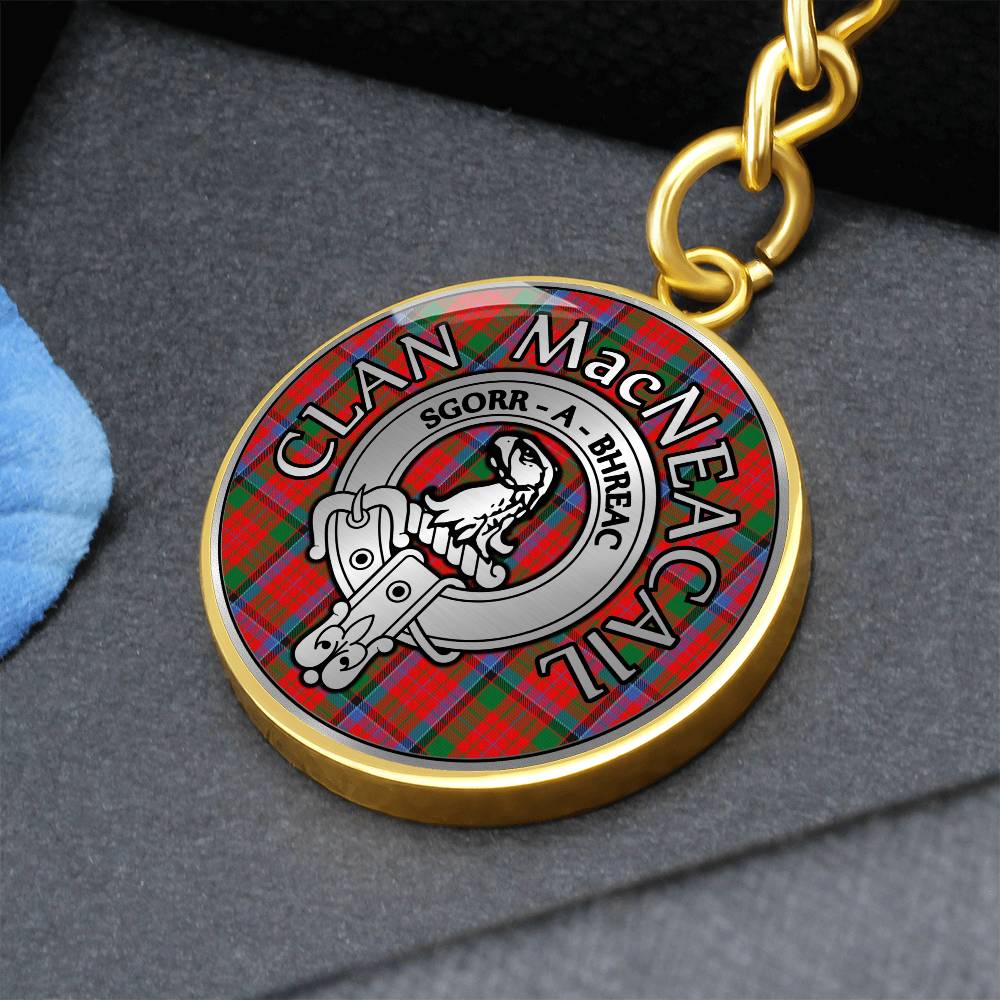 Clan MacNeacail Crest & Tartan Pendant Keychain