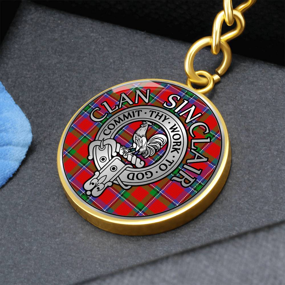 Clan Sinclair Crest & Tartan Pendant Keychain