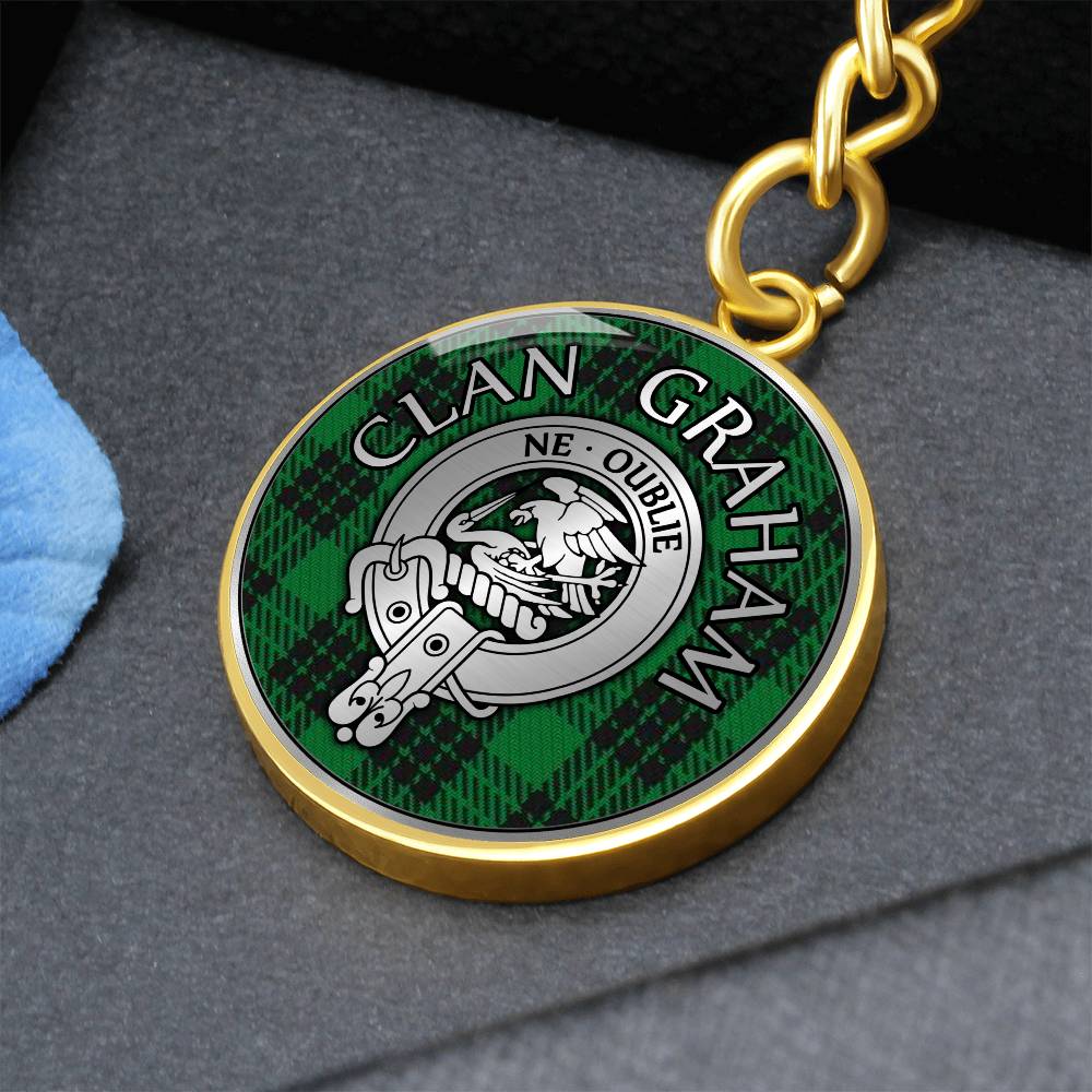 Clan Graham Crest & Tartan Pendant Keychain